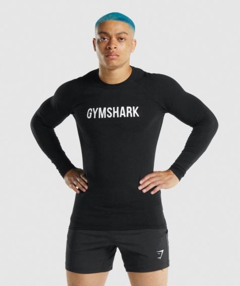 Koszulki Gymshark Apollo Long Sleeve Męskie Czarne | PL 750SRE